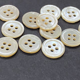 Pastel Golden Beige Lustre, 4-Hole Rimmed Pearl Shell Buttons 13mm / 1/2" / 20L, Pack of 24  #KB-943