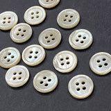 Pastel Golden Beige Lustre, 4-Hole Rimmed Pearl Shell Buttons 13mm / 1/2" / 20L, Pack of 24  #KB-943