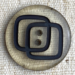 LAST ONES Vintage Clearish & Black 2-Square Buttons, 36mm/ 1-1/2"  #RN65