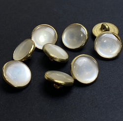 White + GOLD Faux Pearl Western Shirt Buttons Not Snaps, Shank Back 13mm / 1/2", Pack of 20 #KB-944