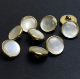 White+ GOLD Faux Pearl Western Shirt Buttons Not Snaps, Shank Back 13mm / 1/2", Pack of 20 #KB-944