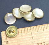 White+ GOLD Faux Pearl Western Shirt Buttons Not Snaps, Shank Back 13mm / 1/2", Pack of 20 #KB-944