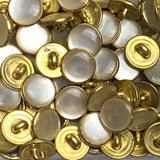 White+ GOLD Faux Pearl Western Shirt Buttons Not Snaps, Shank Back 13mm / 1/2", Pack of 20 #KB-944