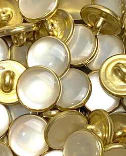 White+ GOLD Faux Pearl Western Shirt Buttons Not Snaps, Shank Back 13mm / 1/2", Pack of 20 #KB-944