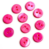 SALE, 3/8" Bright Pink River Shell 2-hole Button, Pack of Ten,  # SK-2251