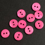 SALE, 3/8" Bright Pink River Shell 2-hole Button, Pack of Ten,  # SK-2251