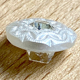 SALE, White Pearl Glass 9/16" Crystal Center Czech Glass Button 14mm, #CZ 109