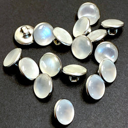 Smaller Size, White Faux Pearl Western Shirt Buttons Not Snaps, Shank Back 11mm / 7/16", Pack of 20  #KB-808