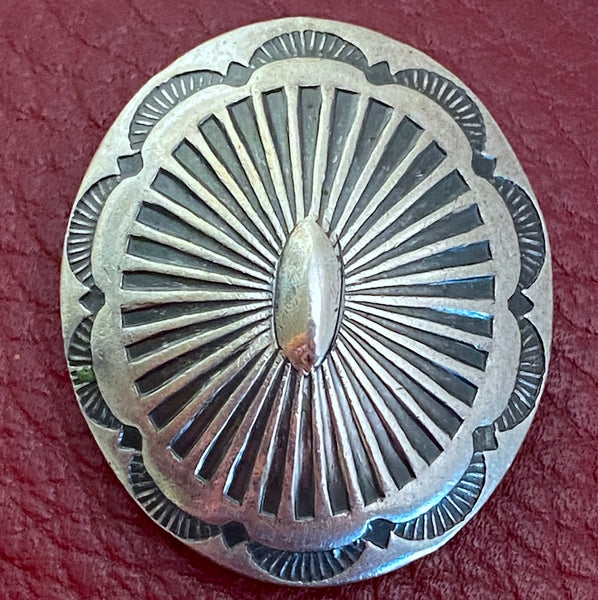 STERLING Silver Sunburst Oval Screw Back Concho, 1-3/8" x 1-1/8",  # SW-350