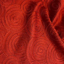 Tomato Red Spirals Jacquard Matelasse Vintage Silk Fukureori Kimono Piece 14" x 48" #280