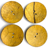 SALE Mustard Yellow Rustic Extra Large Coconut Button "Rustica"  2-1/4" Scooped