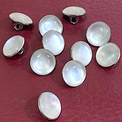 Larger Size, White Faux Pearl Western Shirt Buttons Not Snaps, Shank Back 13mm / 1/2", Pack of 18  #KB-942