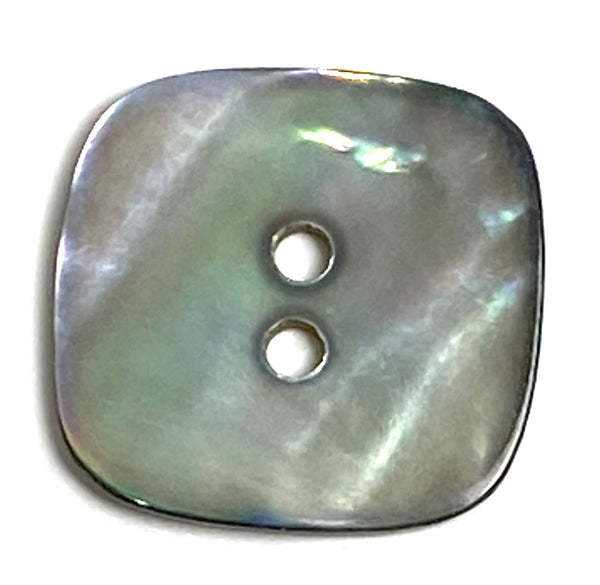 Rustic Charcoal Gray "Smokey Squares" Rainbow MOP Shell 2-Hole Button 7/8", Pack of 7  #KB-933