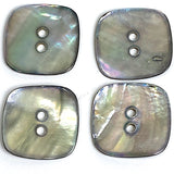 "Smokey Squares" Gray Rainbow MOP Shell 2-Hole Button 7/8", Pack of 7  #KB-933