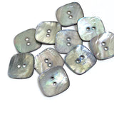 "Smokey Squares" Gray Rainbow MOP Shell 2-Hole Button 7/8", Pack of 7  #KB-933