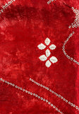 Cherry Red Vintage Shibori Kimono Silk from Japan, 15" x 41" Piece #AR422-B