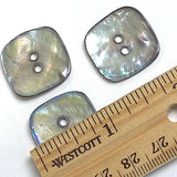 "Smokey Squares" Gray Rainbow MOP Shell 2-Hole Button 7/8", Pack of 7  #KB-933