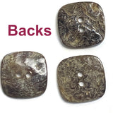 "Smokey Squares" Gray Rainbow MOP Shell 2-Hole Button 7/8", Pack of 7  #KB-933