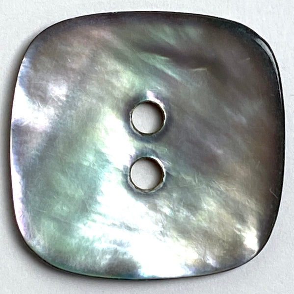 "Smokey Squares" Gray Rainbow MOP Shell 2-Hole Button 7/8", Pack of 7  #KB-933