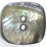 "Smokey Squares" Gray Rainbow MOP Shell 2-Hole Button 7/8", Pack of 7  #KB-933