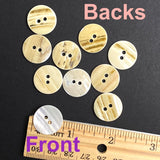 White Shell 11/16" Iridescent 2-hole 18mm Butterscotch-Tiger Backs, PACK OF 24, #KB-946