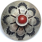 Desert Primrose 3/4" Concho Style Button, with "Coral" Stone, Shank Back USA-Made  #SW-222