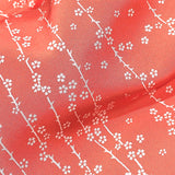 REMNANT Spring Branches Papaya Vintage Kimono Silk Crepe from Japan 14" X 25" PIECE  #613