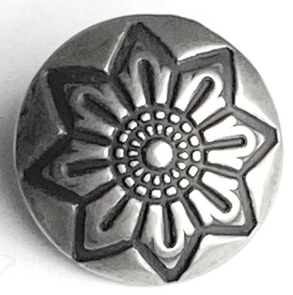 Montana Rose 1/2" Concho Button, Larger Shank, Nickel Silver  #SW-349