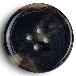 Black/Brown/Cream 4-hole Rimmed Natural Horn Button 7/8"  #92H23