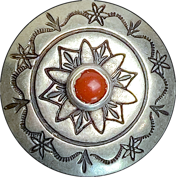 Re-Stocked, Red Bead Canyon, 7/8" Southwest Concho Button, Nickel Silver, Shank Back USA #SW-73