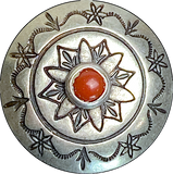 Re-Stocked, Red Bead Canyon, 7/8" Southwest Concho Button, Nickel Silver, Shank Back USA #SW-73