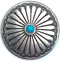 Blue Bead Desert Aster 1-3/16"-1-1/4"  Nickel Silver "Turquoise" Larger Shank  #SW-351
