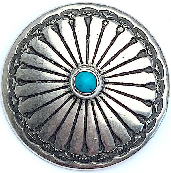 Blue Bead Desert Aster 1-3/16"-1-1/4"  Nickel Silver "Turquoise" Larger Shank  #SW-351