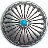 Blue Bead Desert Aster 1-3/16"-1-1/4"  Nickel Silver "Turquoise" Larger Shank  #SW-351