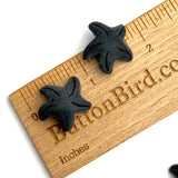 Opaque Black Starfish 3/4" Recycled Tumbled "Sea" Glass Button   #954