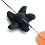 Opaque Black Starfish 3/4" Recycled Tumbled "Sea" Glass Button   #954