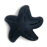 Opaque Black Starfish 3/4" Recycled Tumbled "Sea" Glass Button   #954