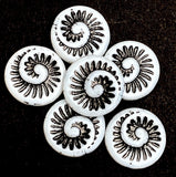 Black + White Ammonite Swirl, Czech Glass Opaque Beads 11/16" / 18mm, Pack of 6 Beads  #L-340