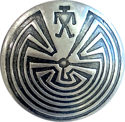 Re-Stocked, Man in the Maze Southwest Button 1" Nickel Silver Made in CO #SW-251