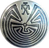 Re-Stocked, Man in the Maze Southwest Button 1" Nickel Silver Made in CO #SW-251