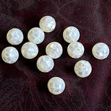 White Pearly Mosaic Rounds Iridescent Artisan Beads, Smaller, 8mm / 5/16"  #L-64117