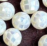 White Pearly Mosaic Rounds Iridescent Artisan Beads, Smaller, 8mm / 5/16"  #L-64117