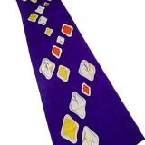 Purple Diamond Windows Vintage Kimono Silk Crepe from Japan 13.5" x 60"  #7751