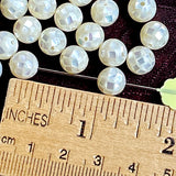 White Pearly Mosaic Rounds Iridescent Artisan Beads, Smaller, 8mm / 5/16"  #L-64117