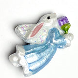 Angel Bunny by Susan Clarke, 7/8" Sculpted, Hand Painted Metal Shank Button