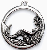 DEEPER SALE $1.00 each! Mermaid Pendant, 15/16" Pewter, USA Made, #FJ-51