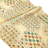 Ivory Ikat,  Rustic-Fancy Hexagons, Arrows Vintage Kimono Silk from Japan By the Yard  #623