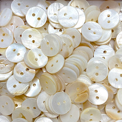 BULK DEAL White to Butterscotch Mix, 1/2" Pearl Shell, Iridescent 2-Hole MOP Buttons 13mm, PACK OF 500 #LP-123