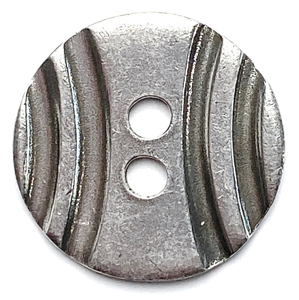 Curved Grooves Pewter 2-hole  "Dora" Button, 7/8" /  22mm USA Made, #FJ-56