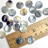 Re-Stocked: Mermaid's Indigo 1/2" Blue Mussel Shell Buttons, 13mm Pack of 23 Buttons $12   #KB-910